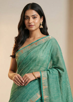 Green Matka Silk Saree With Blouse Piece