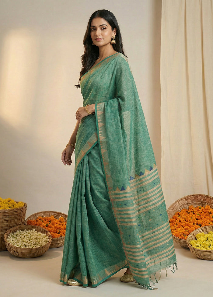 Green Matka Silk Saree With Blouse Piece