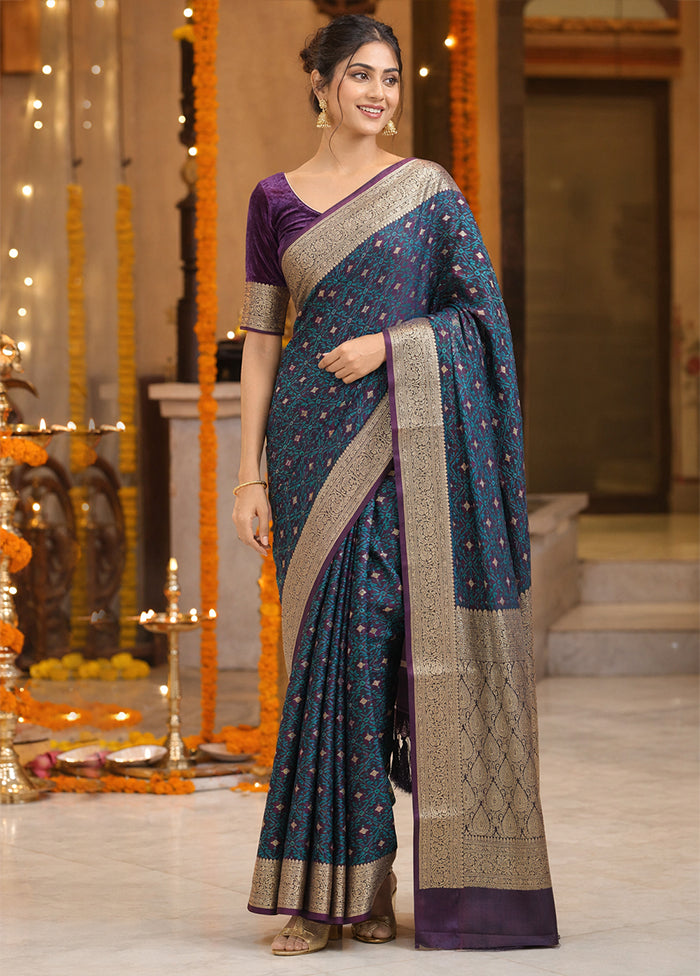 Purple Tanchoi Silk Saree With Blouse Piece