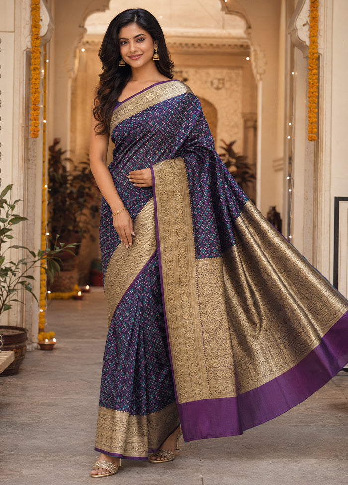 Purple Tanchoi Silk Saree With Blouse Piece