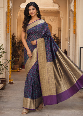 Purple Tanchoi Silk Saree With Blouse Piece