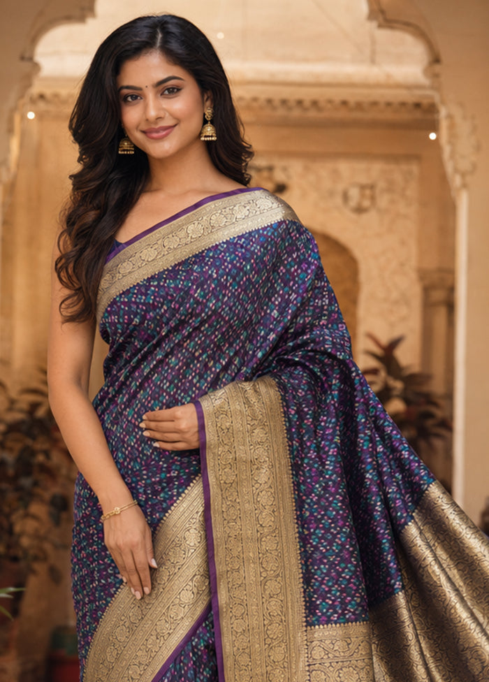 Purple Tanchoi Silk Saree With Blouse Piece