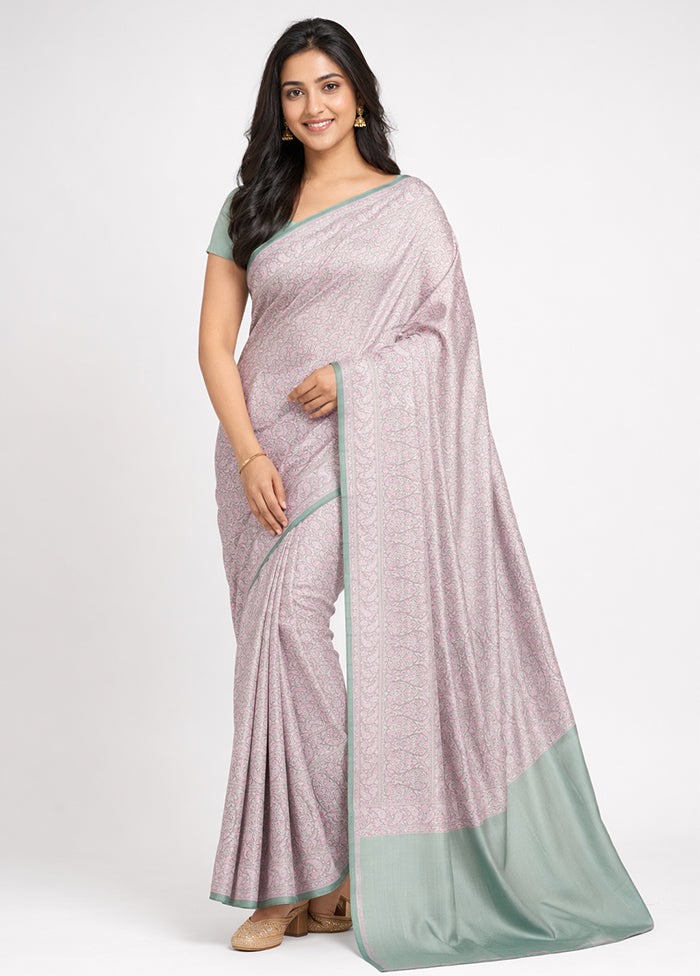 Grey Jamewar Silk Saree With Blouse Piece