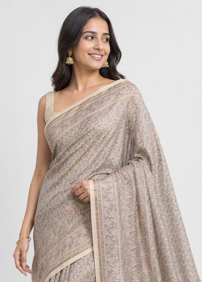 Pink Jamewar Silk Saree With Blouse Piece