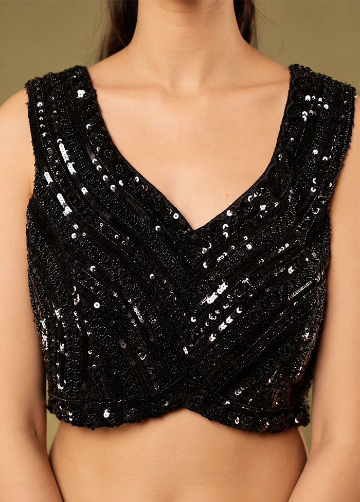 Black Handloom Pure Georgette Saree With Blouse Piece