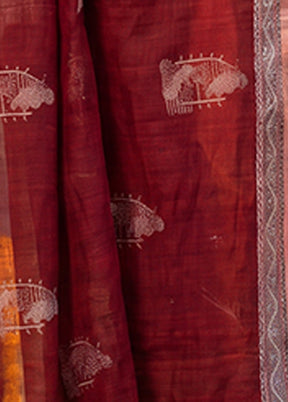 Maroon Matka Silk Saree With Blouse Piece