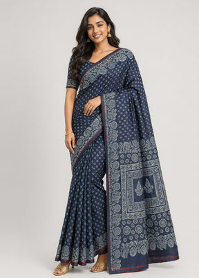 Black Printed Pure Silk Saree Without Blouse Piece