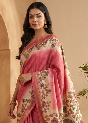 Grey Tussar Silk Saree With Blouse Piece