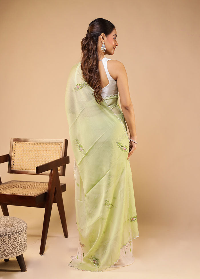 Green Tissue Silk Saree With Blouse Piece
