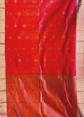 Pink Handloom Kanchipuram Pure Silk Saree With Blouse Piece