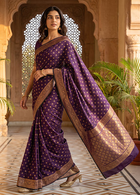 Purple Katan Silk Saree With Blouse Piece