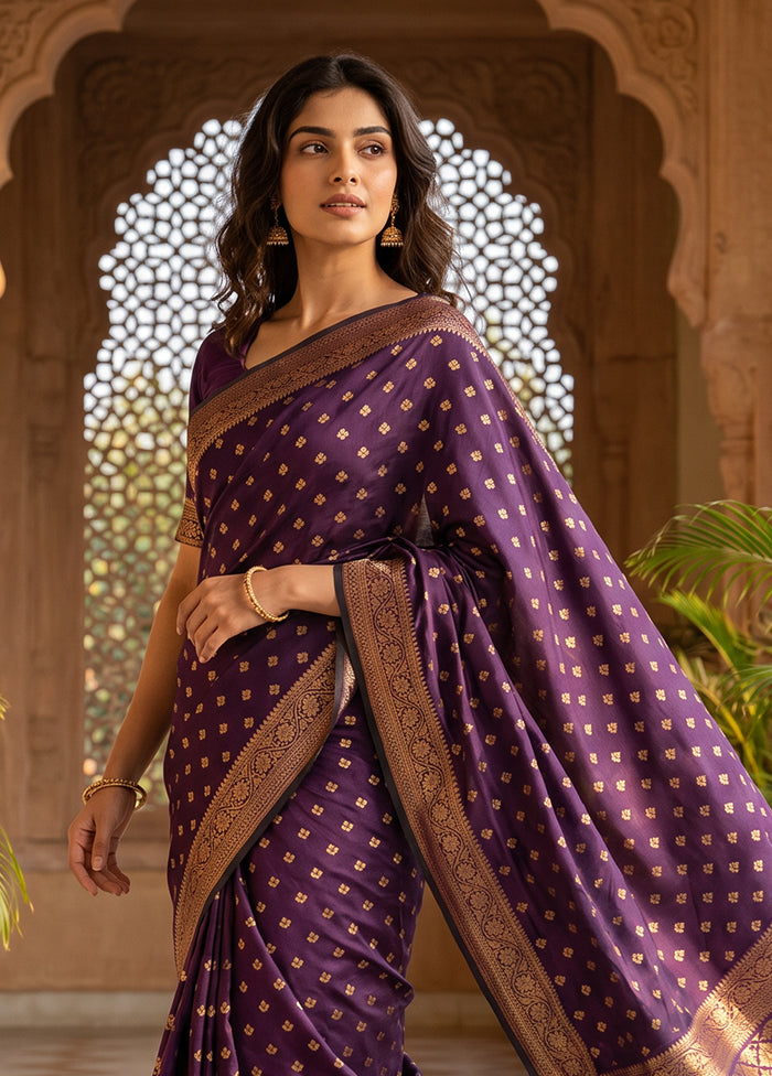 Purple Katan Silk Saree With Blouse Piece
