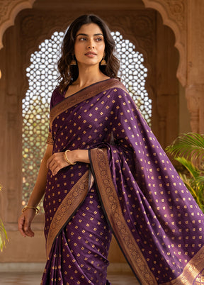 Purple Katan Silk Saree With Blouse Piece