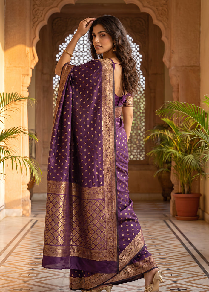 Purple Katan Silk Saree With Blouse Piece