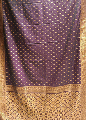 Purple Katan Silk Saree With Blouse Piece