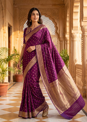 Purple Katan Silk Saree With Blouse Piece