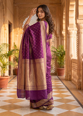 Purple Katan Silk Saree With Blouse Piece