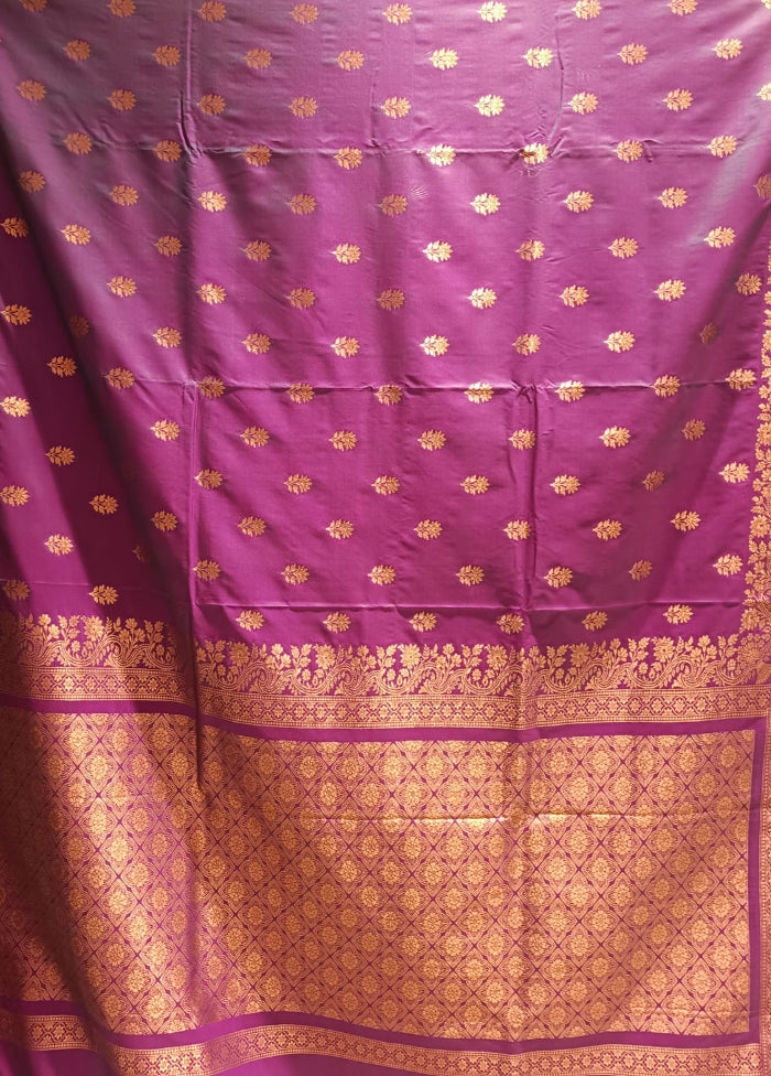 Purple Katan Silk Saree With Blouse Piece