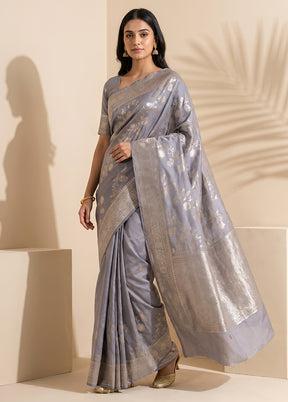 Purple Dupion Silk Saree With Blouse Piece