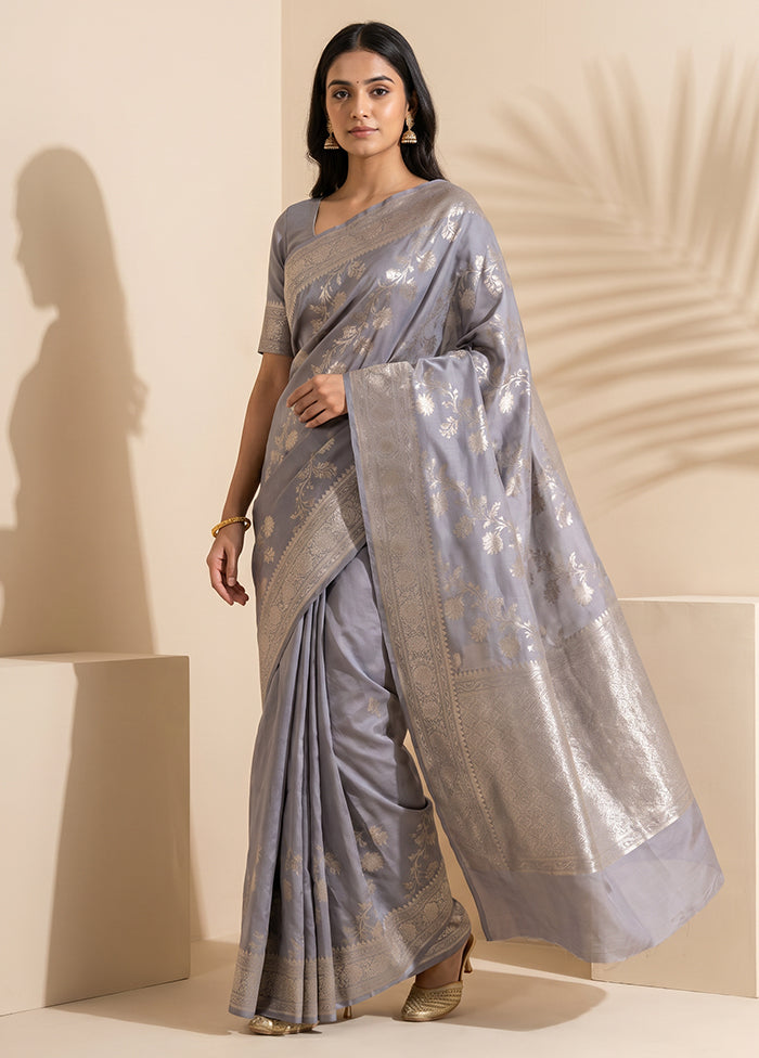 Purple Dupion Silk Saree With Blouse Piece