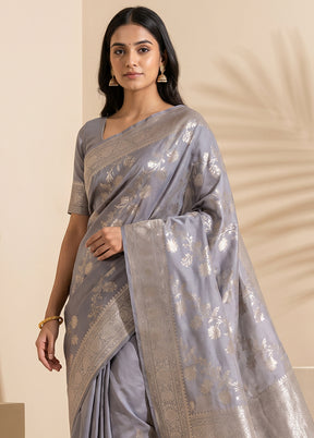 Purple Dupion Silk Saree With Blouse Piece