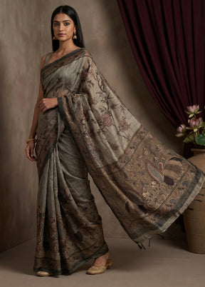 Cream Cotton Saree With Blouse Piece