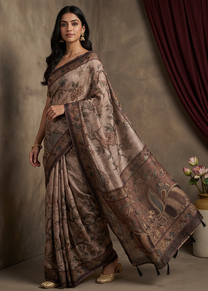 Cream Cotton Saree With Blouse Piece
