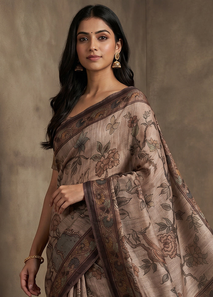 Cream Cotton Saree With Blouse Piece