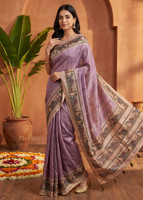 Purple Cotton Saree With Blouse Piece