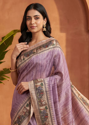 Purple Cotton Saree With Blouse Piece