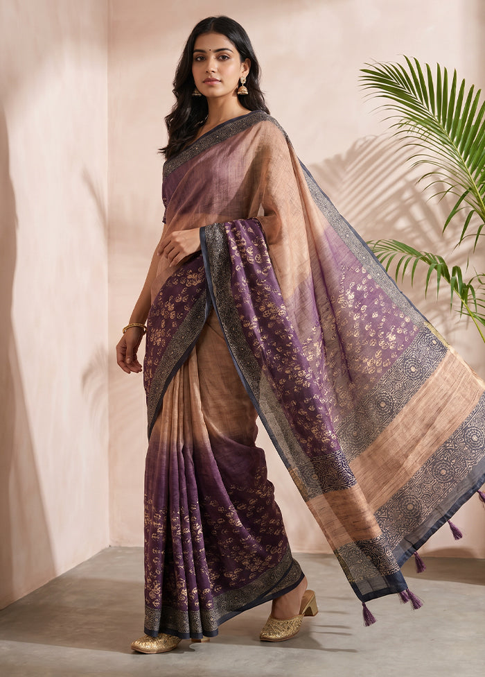 Cream Cotton Saree With Blouse Piece