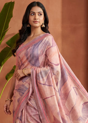 Pink Cotton Saree With Blouse Piece