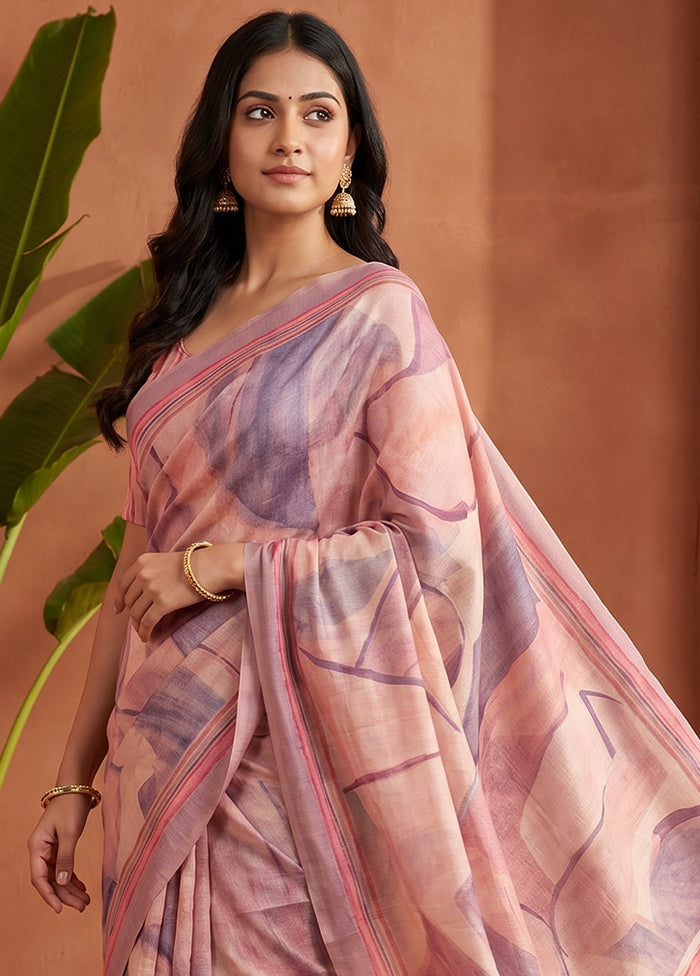 Pink Cotton Saree With Blouse Piece