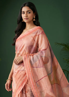 Pink Cotton Saree With Blouse Piece
