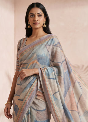Cream Cotton Saree With Blouse Piece