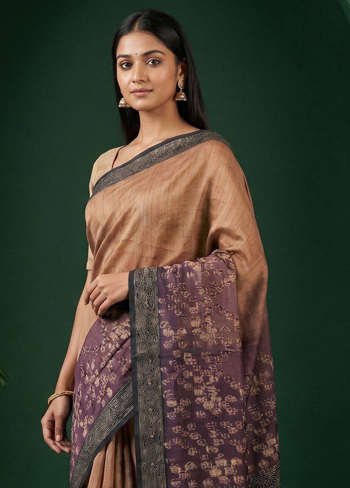 Cream Cotton Saree With Blouse Piece