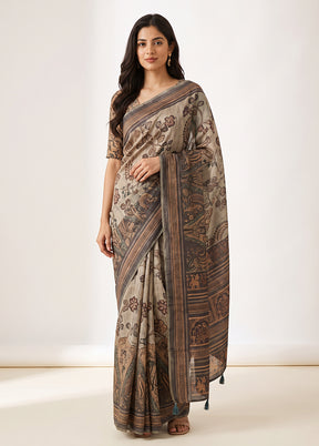 Green Cotton Saree With Blouse Piece