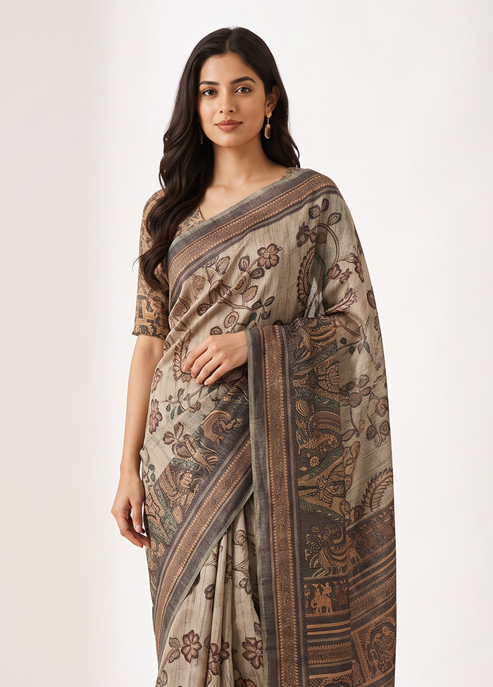 Green Cotton Saree With Blouse Piece