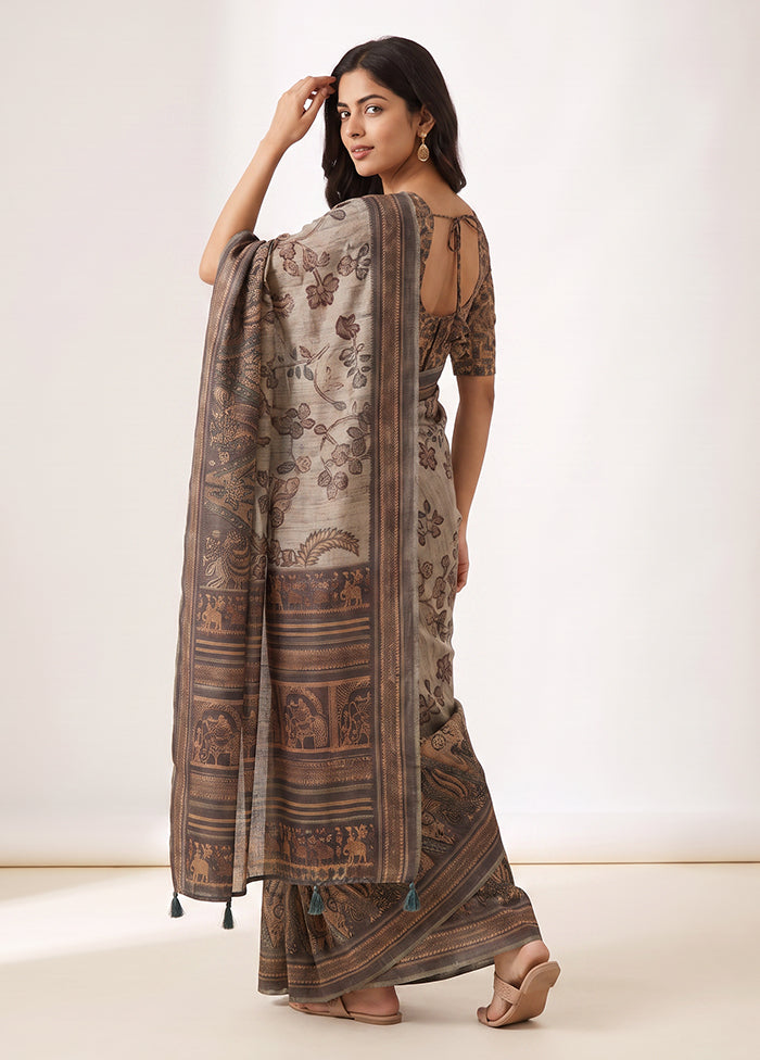 Green Cotton Saree With Blouse Piece