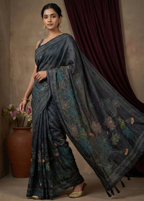 Black Cotton Saree With Blouse Piece