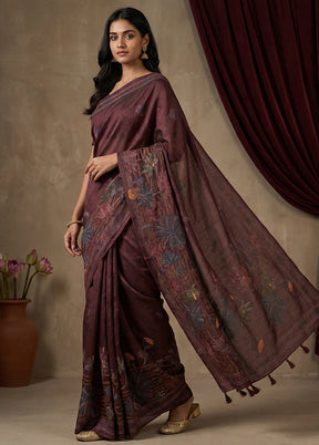 Purple Cotton Saree With Blouse Piece