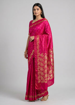 Red Banarasi Silk Saree With Blouse Piece