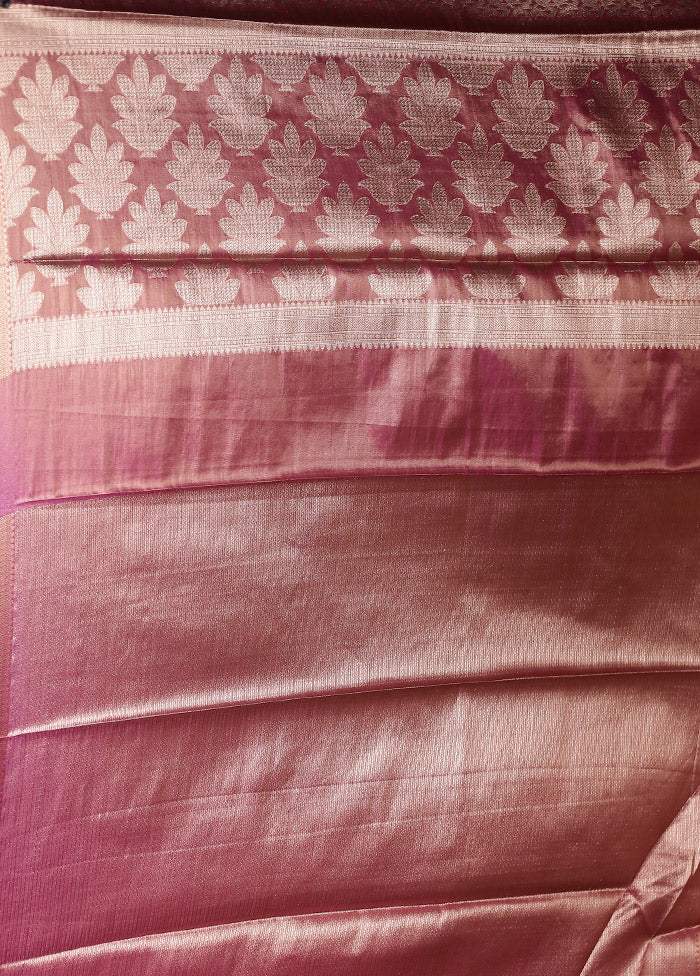 Pink Tissue Silk Saree With Blouse Piece