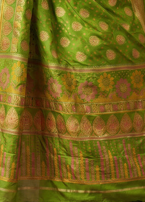 Green Printed Pure Silk Saree Without Blouse Piece