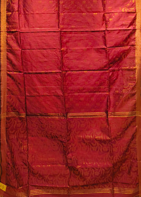 Maroon Matka Silk Saree With Blouse Piece