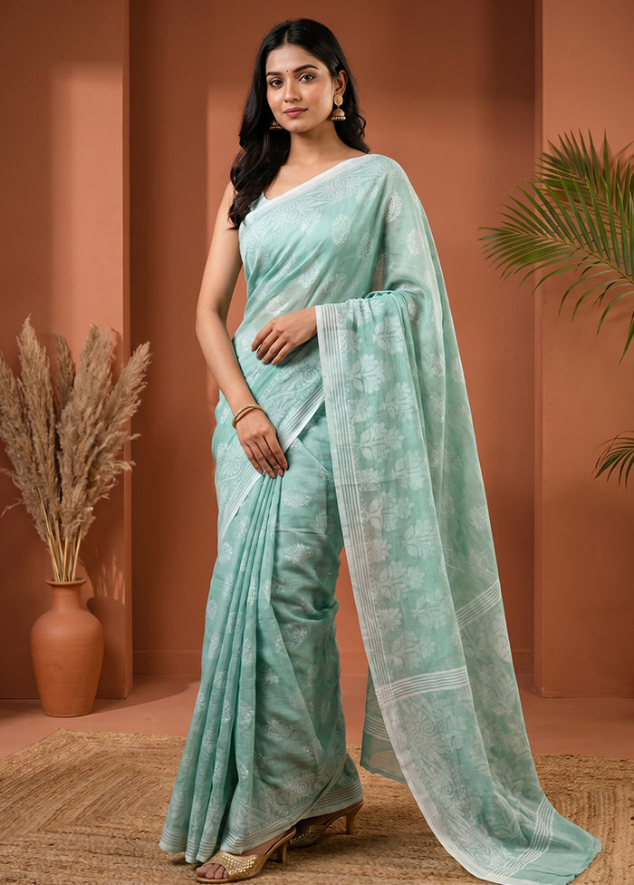 Green Matka Silk Saree With Blouse Piece