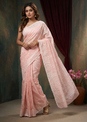Pink Matka Silk Saree With Blouse Piece
