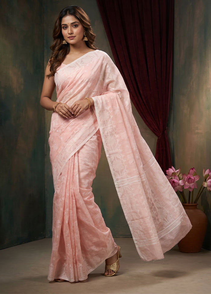 Pink Matka Silk Saree With Blouse Piece