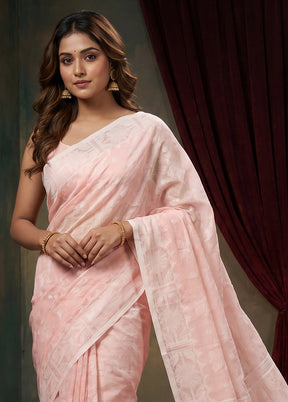 Pink Matka Silk Saree With Blouse Piece