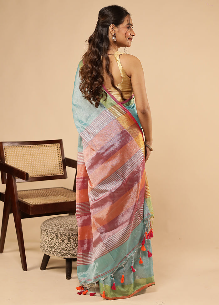 Green Matka Silk Saree With Blouse Piece